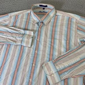 Alan‎ Flusser Shirt Mens 2XL Button Up Multicolor Dress Casual Cotton Pocket XXL
